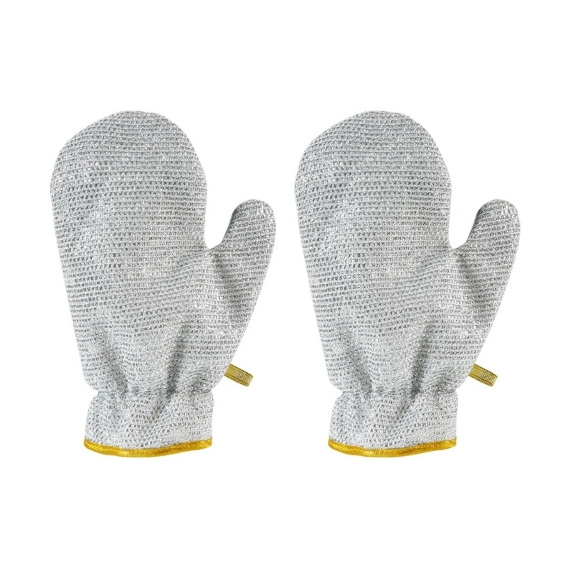 Double Sided Silver Wire Dishwashing Gloves, Waterproof Pads, Heat and Cold Resistant, Convenient, 2 Pcs