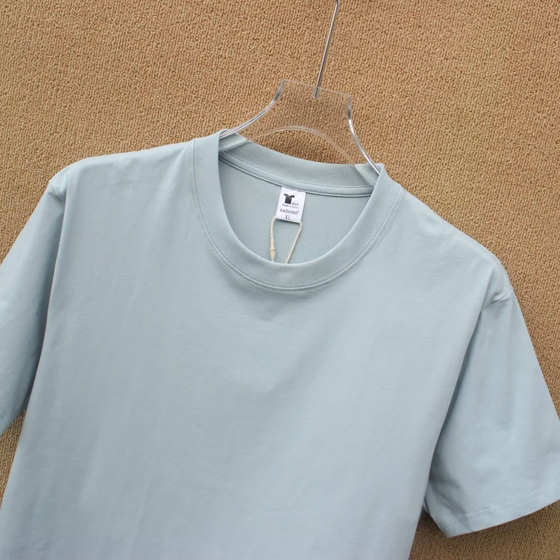 Dik effen T-shirt met korte mouwen, zomerondershirt, casual top met ronde hals voor heren en dames, kan worden gecombineerd met T-shirts, verkrijgbaar in zwart, wit, lichtblauw, lichtgrijs