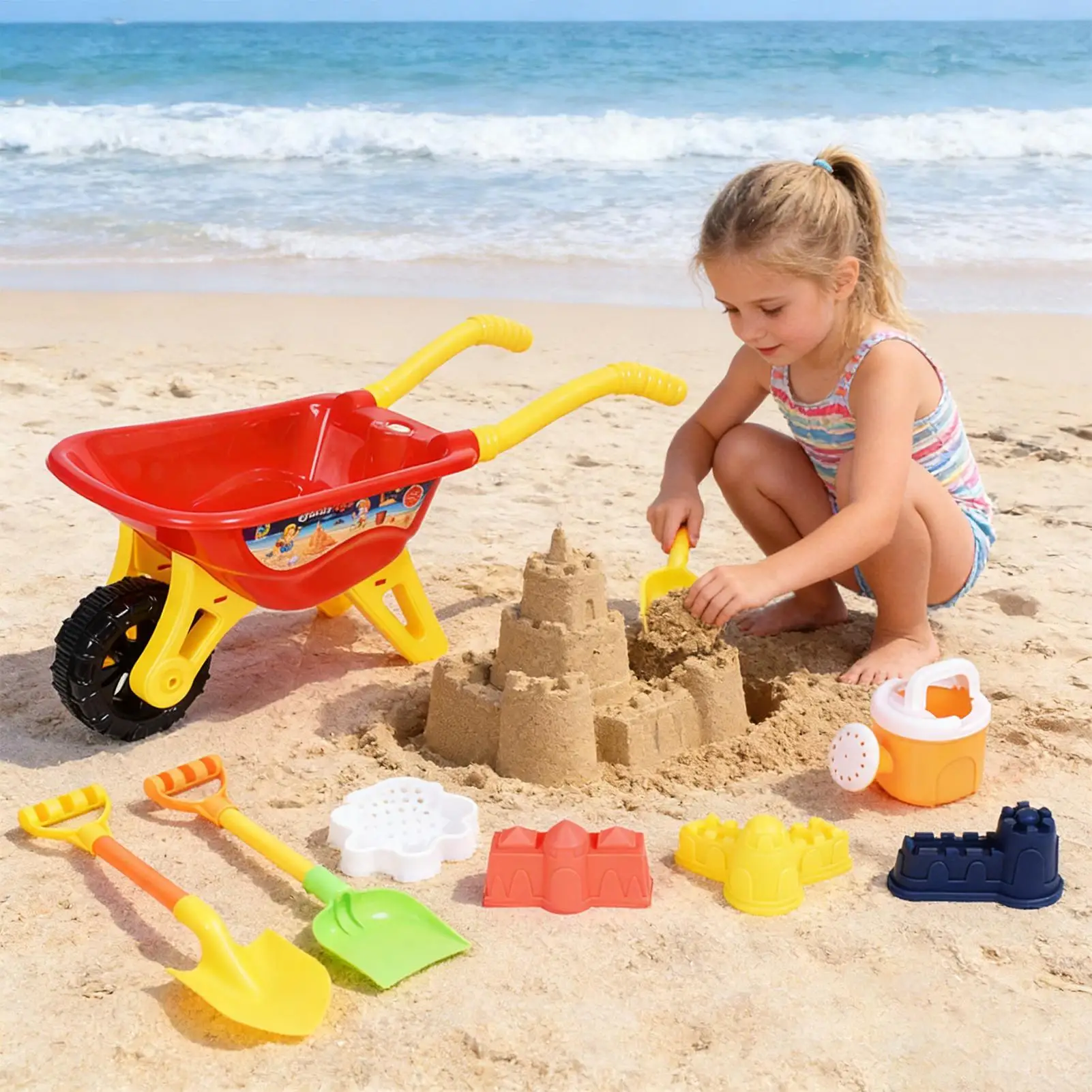 Children Beach Sand Play Tool Set Sand Shovel Sand Wagons Watering Can Summer Outdoor Pool Garden Toys for Kids