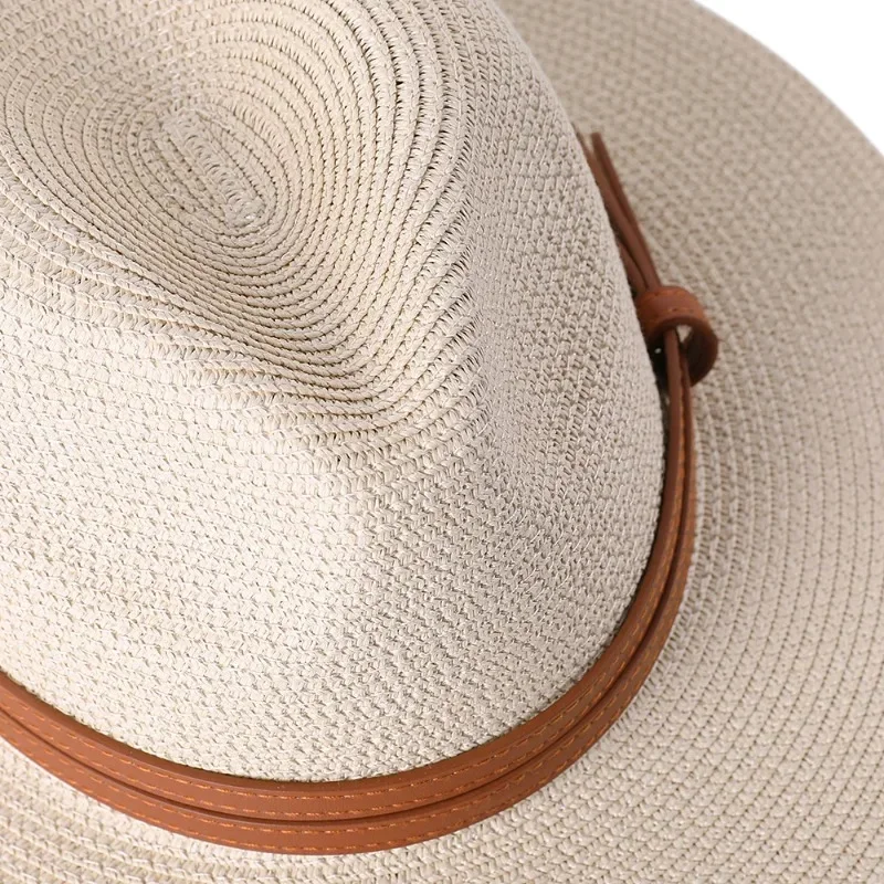 Mode 56-60 cm Neue Natürliche Stroh Hut Panamad Weiche Sommer Weibliche/männliche Breite Klappe Strand Kappe Sonnenschutz uv Fedora Hut – Detail 12