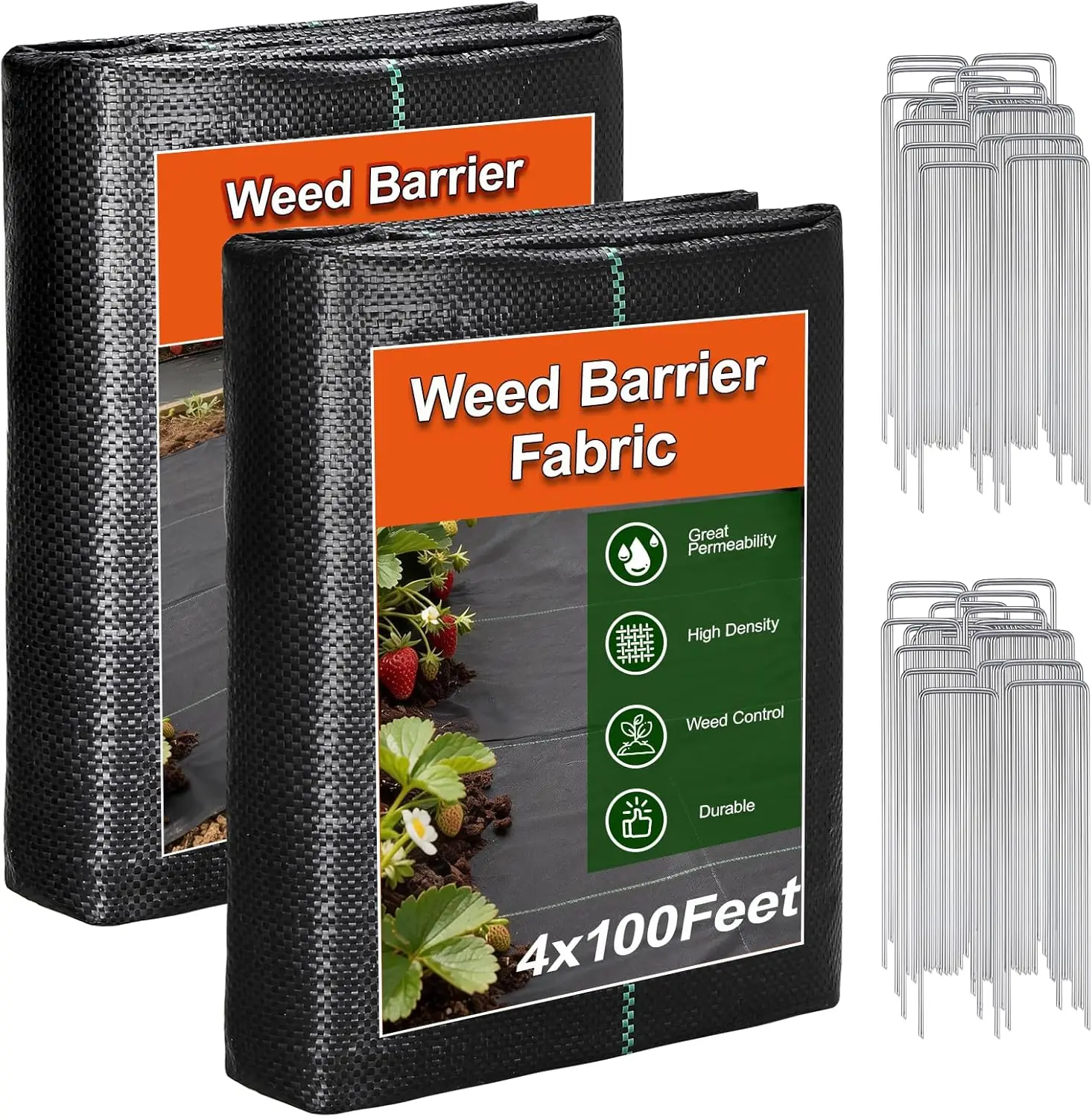 Weed Barrier Landscape    4FT x 100FT - 3.2oz Heavy Duty Weed Control Mat, High Permeability Woven Geotextile    for Dri
