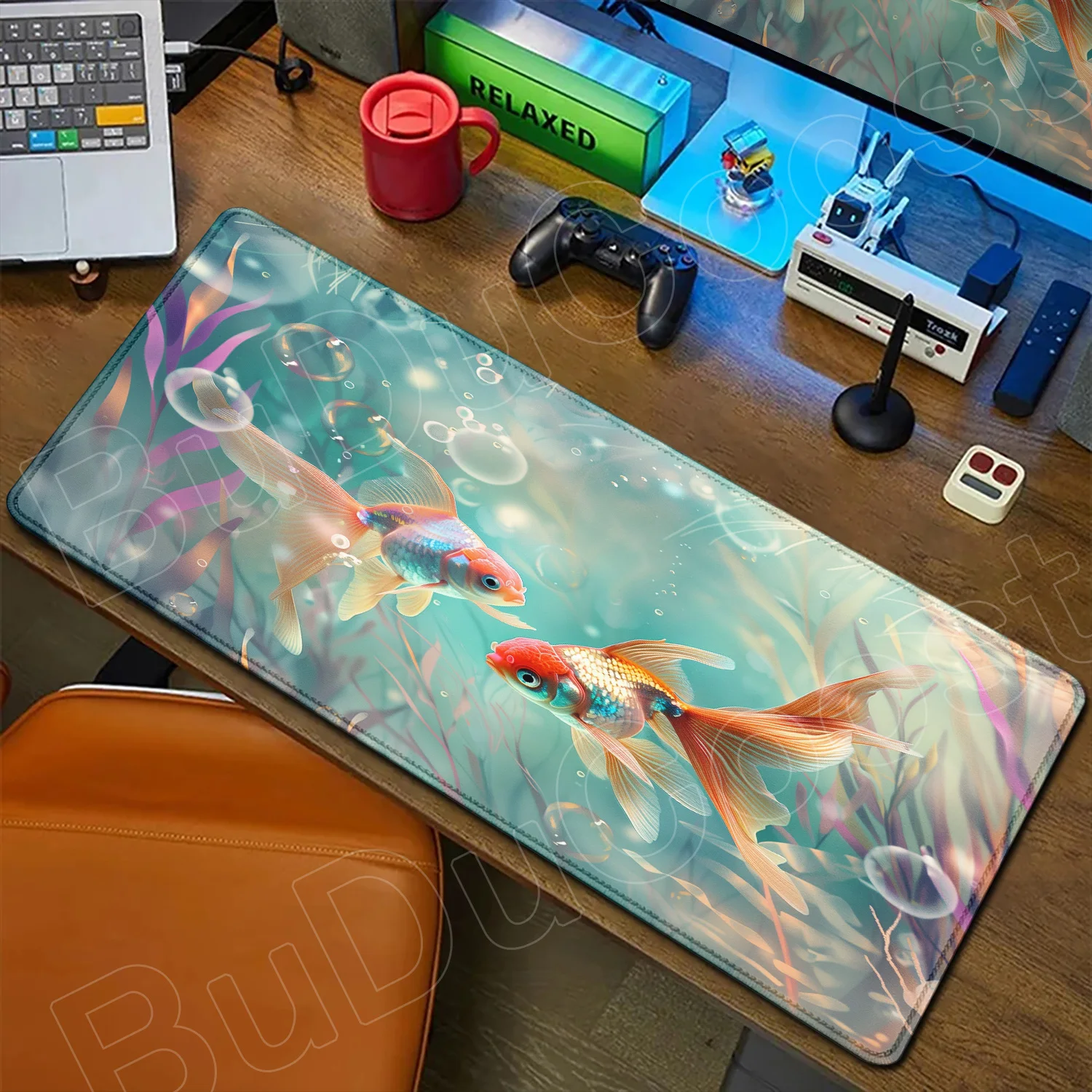 

Goldfish Fish Mousepad Pretty Desk Mat XXL Nature Rubber Mouse Pad Extra Big Gaming Desk Mat Anime Aesthetics Multiple Size Mats