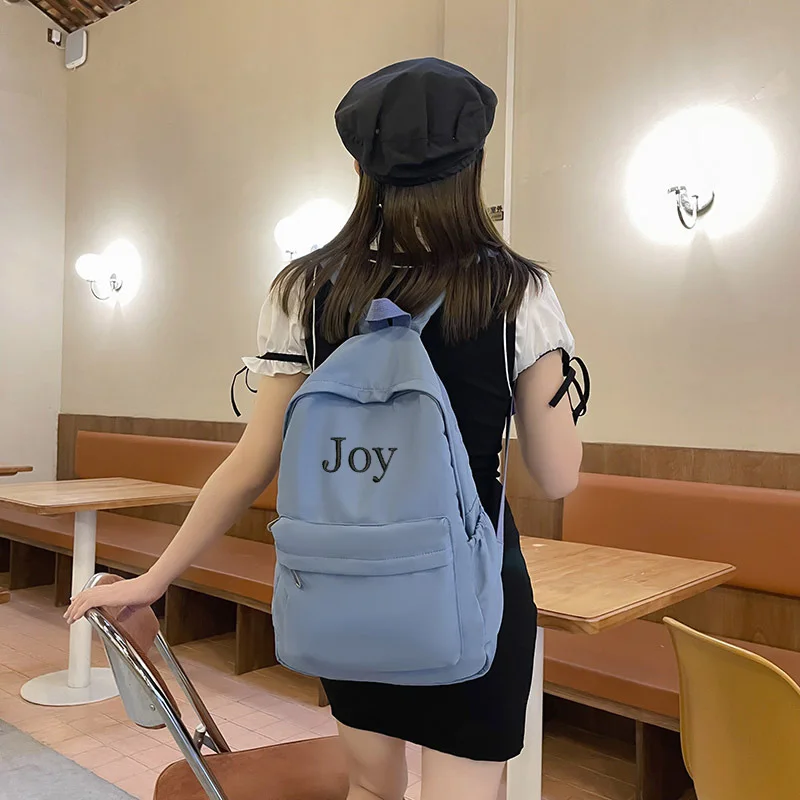 Sacs d'école brodés avec nom personnalisé, grande capacité, sac à dos en nylon pour étudiants, sacs de voyage pour adultes et enfants, nouveau