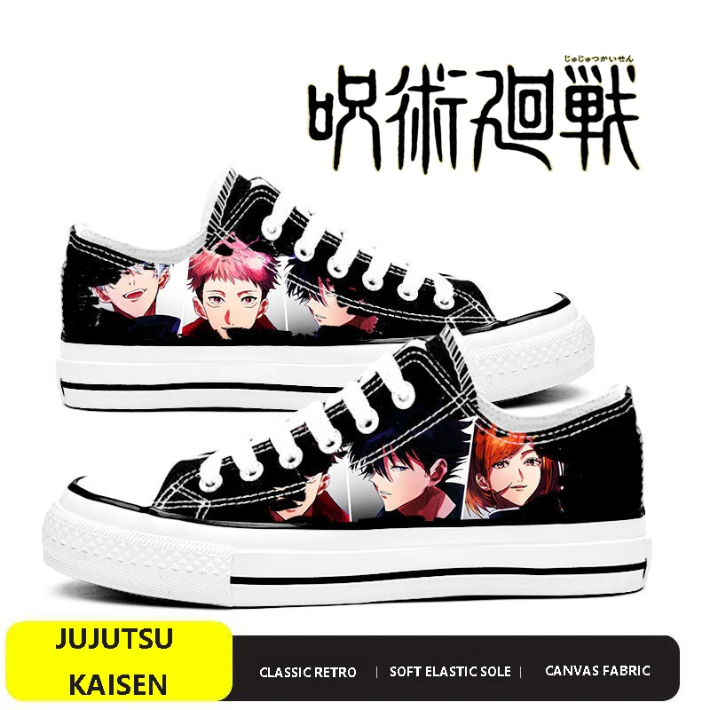 Anime Jujutsu Kaisen Casual Canvas Shoes Cartoon Gojo and Geto Sneakers Basketball Shoes Comfortable Flat Shoes Birthday Gift