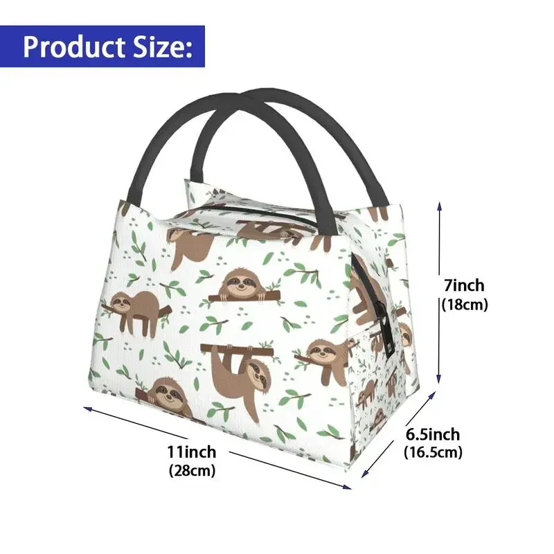 Cute Sloth Pattern Insulated Lunch Bags for Women Kawaii Lazy Animal Portable Cooler Thermal Bento Box Outdoor Camping Travel