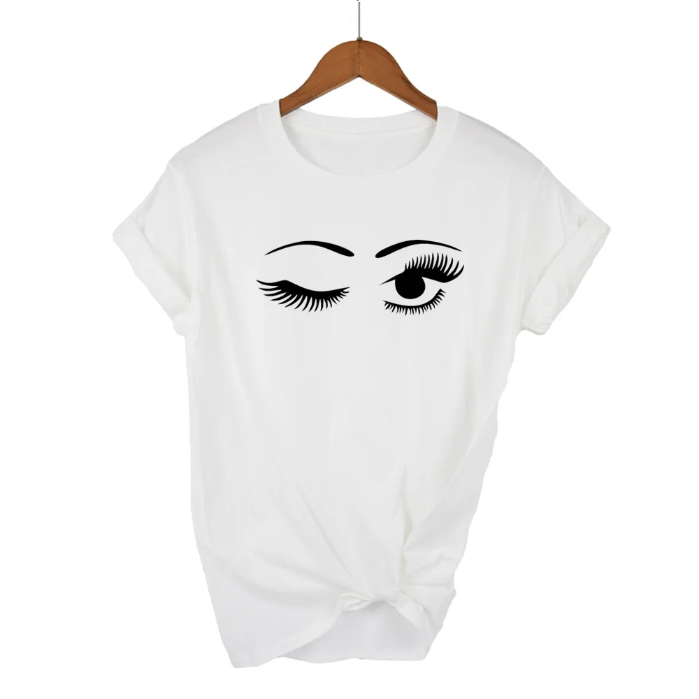 Funny BLINK EYELASH T Shirt Graphic Tee Women Loose Fit 100% Cotton Ladies Tops Unisex O Neck Summer Fashion