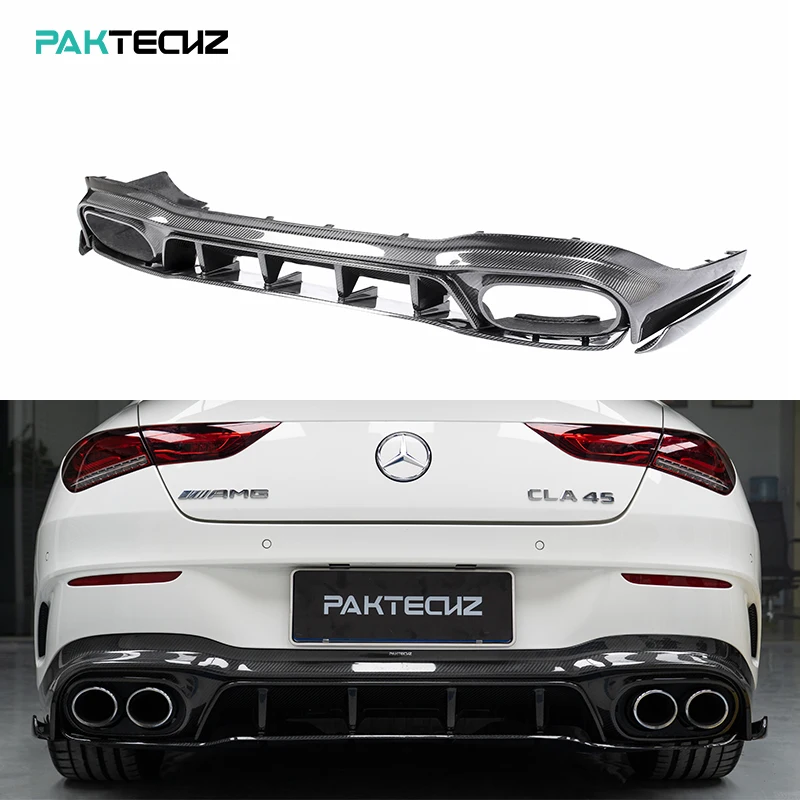 Paktechz Dry Carbon Fiber Body Kit Rear Diffuser for Mercedes Benz W118 C118 AMG CLA35 CLA45S