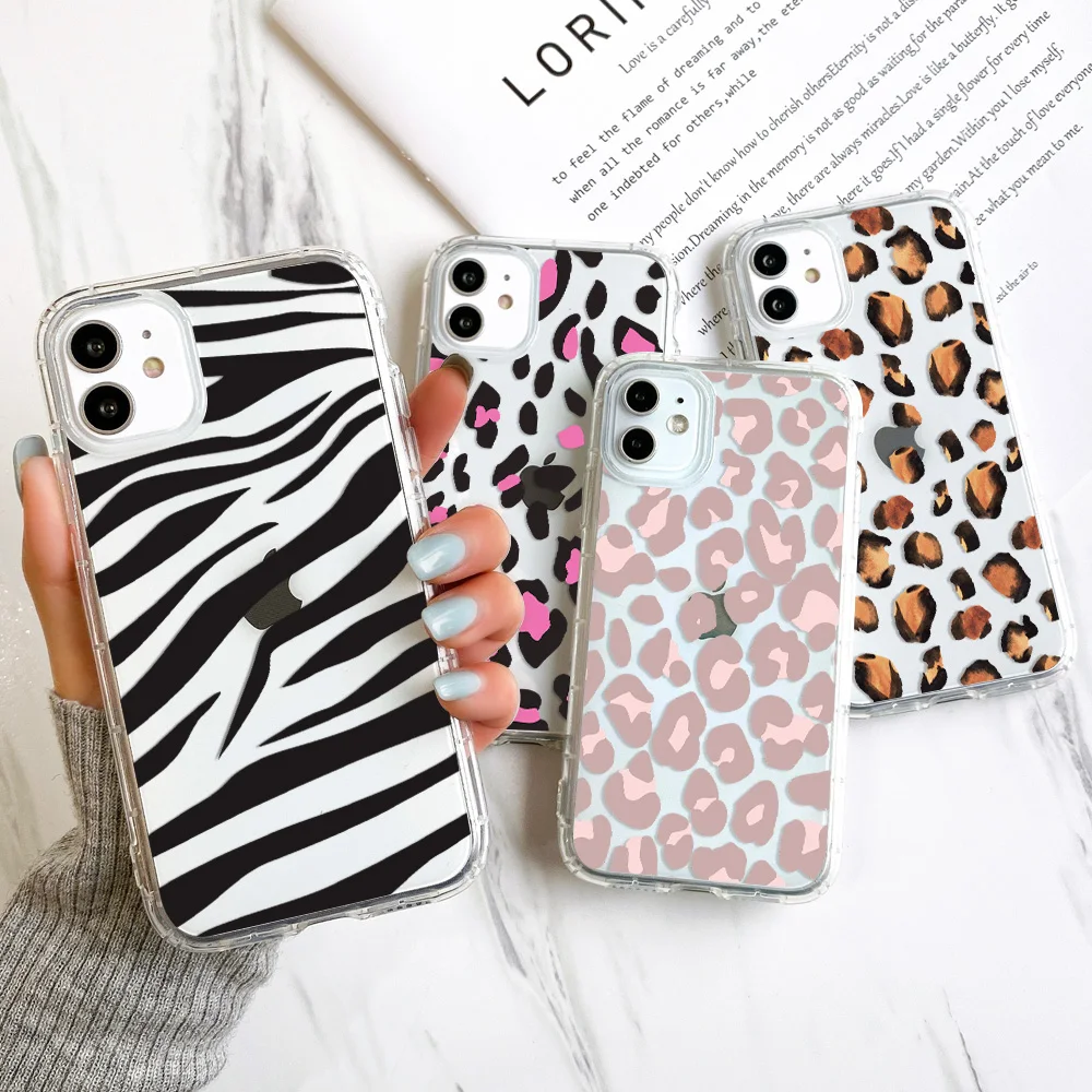 Leopard Print Case For iPhone 11 Case iPhone 14 Pro Max Case 12 13 15 16 Pro XR XS Max 7 8 Plus SE 3 Milk Cow Zebra Stripe Cover