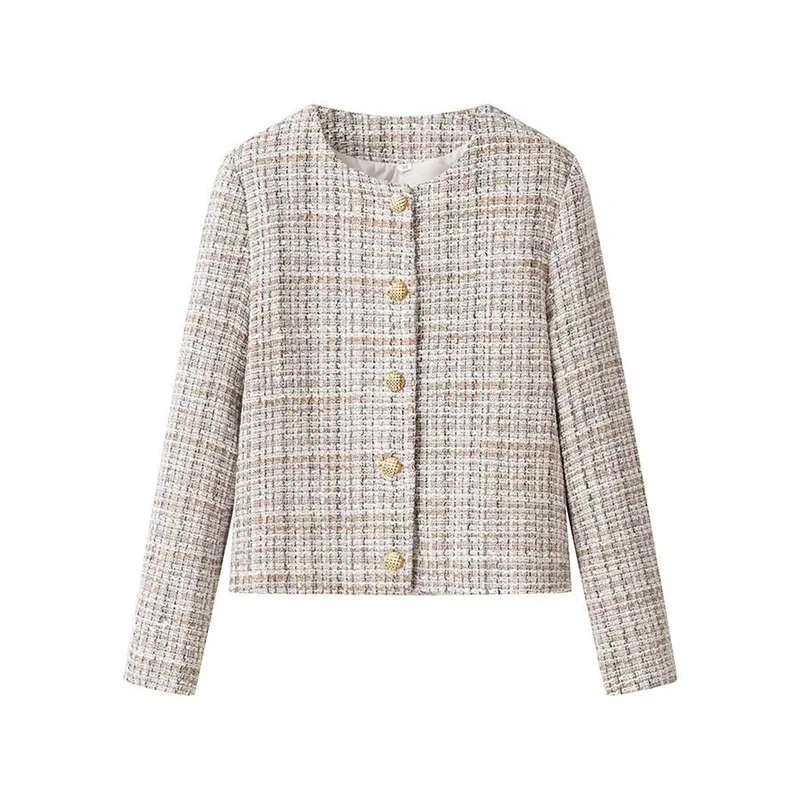 

Elegant Cropped Coat Autumn Winter Women Short Jacket Outerwear Female Streetwear Office Lady Texture Tops