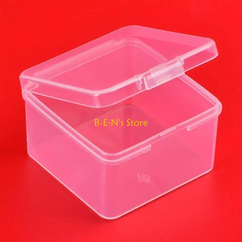 Y1AD Plastic Clear Box with Lid Square Clear Containers Box Transparent Box Fitting for for Crafts Jewelry Hardware Tools