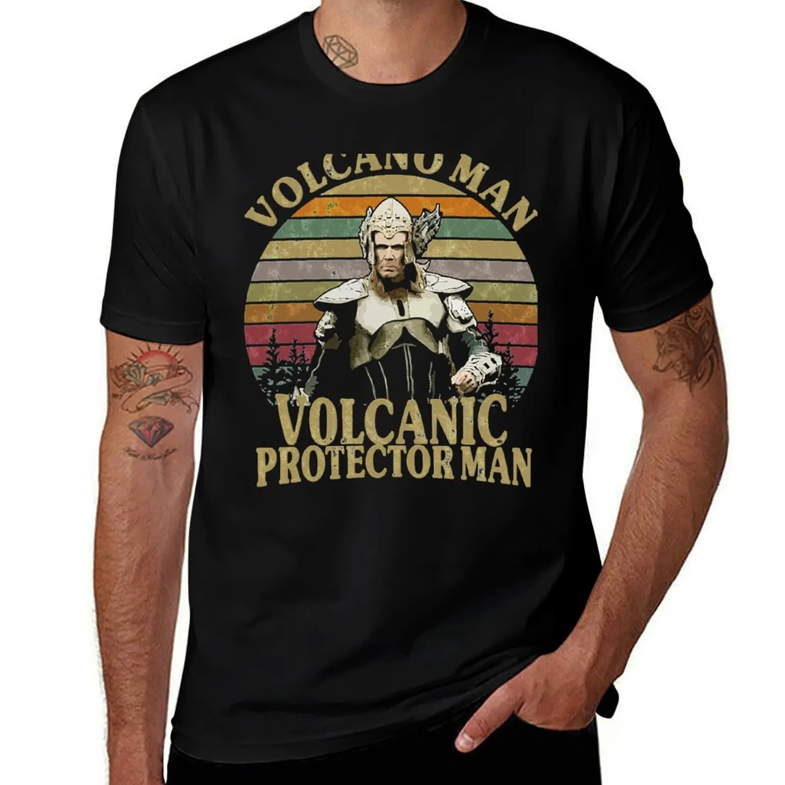 Volcano Man, fire saga Unisex Heavy Cotton Tee T-Shirt Casual Streetwear Short Sleeve Tee T-Shirt