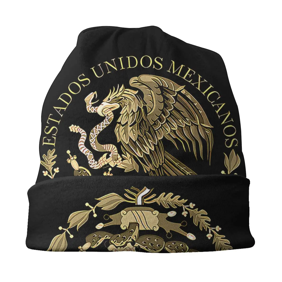 Bonnet Hats Men Women\'s Thin Skullies Beanies Hat Mexican Flag Seal In Sepia Tones Autumn Spring Warm Cap Street Caps