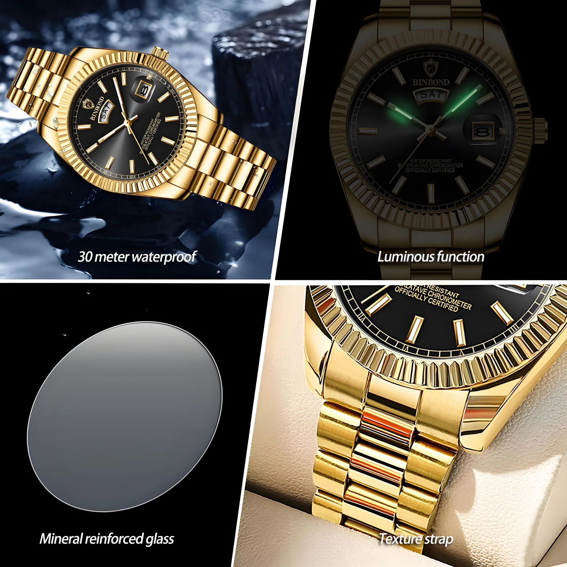 新しいファッショナブルなメンズ腕時計防水カジュアルダブルカレンダーナイトシンプルなクォーツ時計ビジネス時計ギフト、男性用腕時計