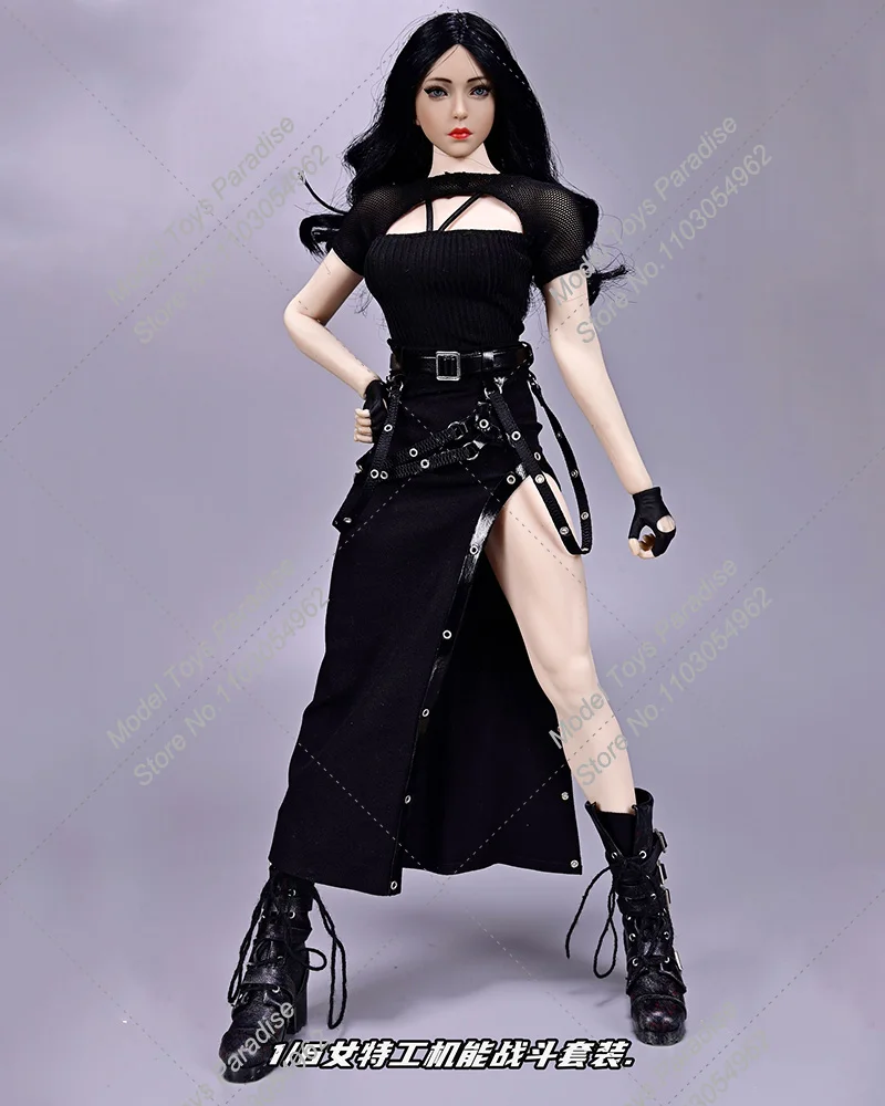 SATOYS SA049 1/6, agente especial de soldado para mujer, ropa interior calada, cinturón de cadena, falda larga dividida, cuerpo de figura de acción de 12 pulgadas