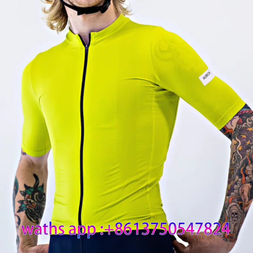 Albion Cycling Team Cycling Jersey Men's Fluorescence summer short-sleeved quick-drying and breathable sports jersey Bike Uci Sh