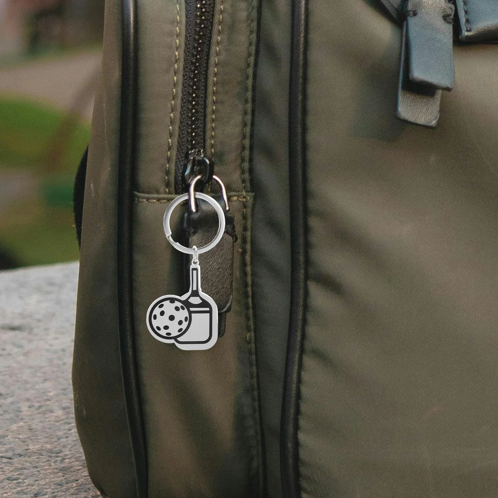 

Sports Pickleball Racket Keychain Man Mini Stainless Steel Paddle Tennis Holder