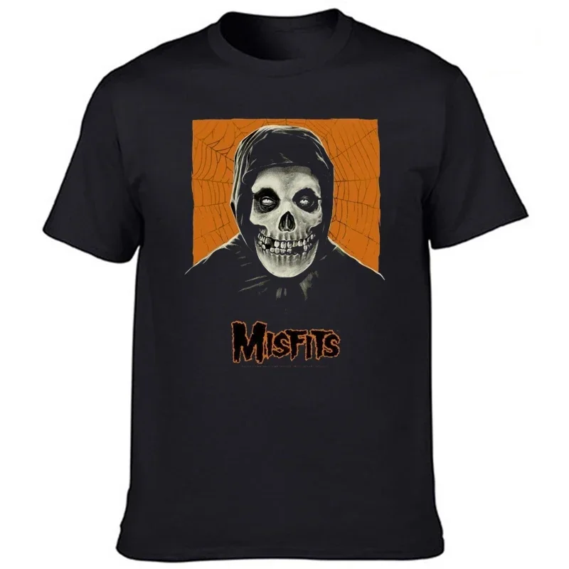 Classic Letters Skulls Print Misfits Funny Cartoon Women T Shirt Hip-hop Punk Rock Band Tee Harajuku Streetwear Outdoors Black