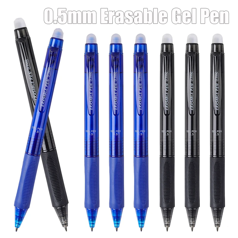 Transparenter, löschbarer Gelstift mit Radiergummi, 0,5 mm, blaue schwarze magische Tinte, glattes Schreiben, waschbar, für Schule, Büro, Schreibwaren – Detail 2
