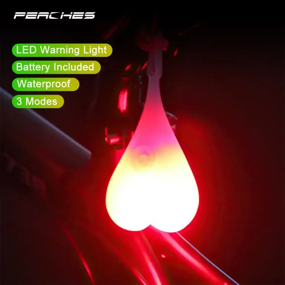 Cycling Balls Tail Waterproof Silicone Tail Heart Shape Bicycle Taillight Rear Lights Night Warning Led Bicycle Seat Back Egg La