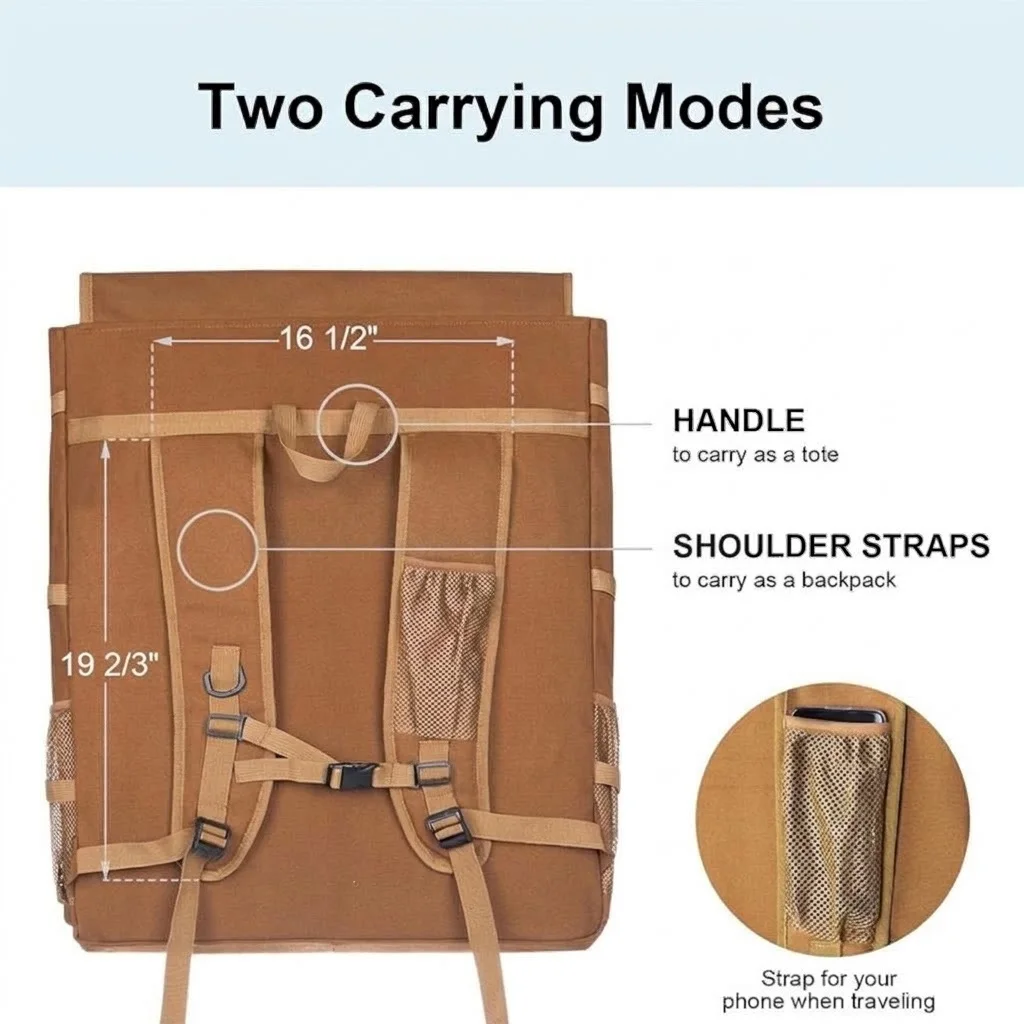 Waterproof Art Portfolio Backpack Large Artist Sketching Bag for Drawing Board Easel Canvas Outdoor Painting Travel Bag view 3