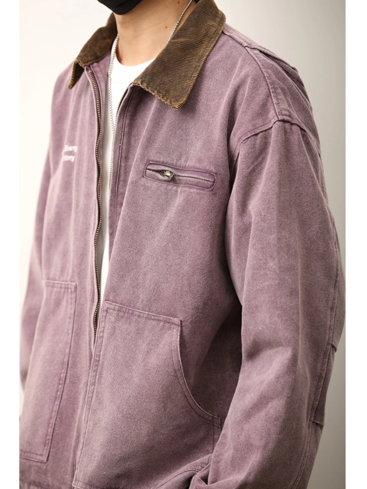 

Мужская вельветовая куртка в стиле ретро с отложным воротником и вышивкой, весна-осень, свободный крой, молодежная, 100% хлопок