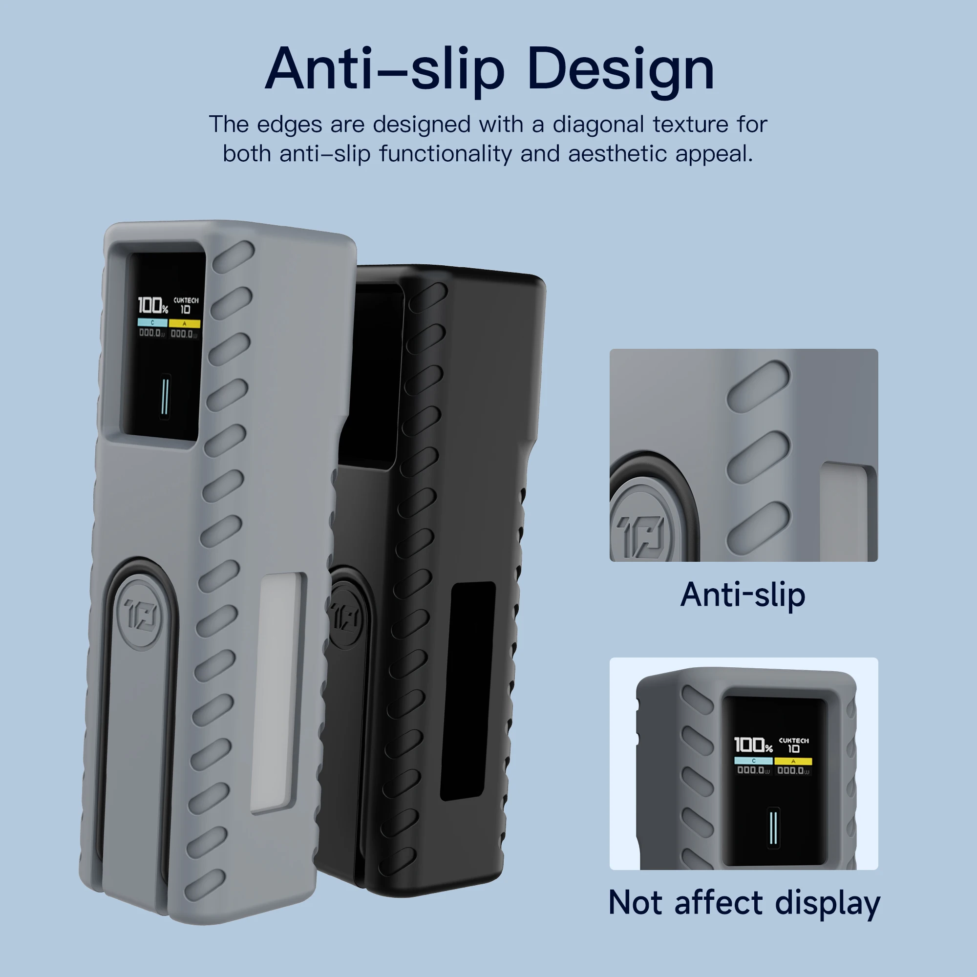 حافظة سيليكون من سيكاي لبنك الطاقة CUKTECH 10 ، تخزين الكابل ، غطاء واقي للسفر ، مقاوم للصدمات ، مانع للانزلاق ، غلاف واقي