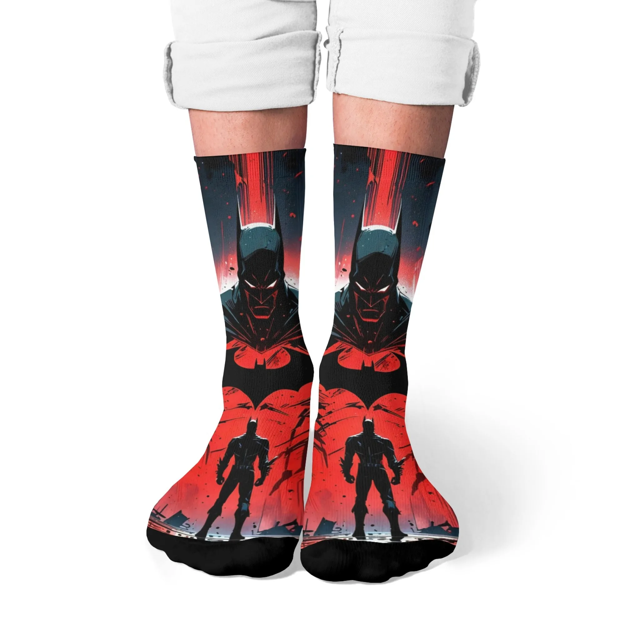 Retro Comic Bat Cartoon Hero Herrensocken Crazy Street Hip-Hop Trend Socken Neuheit Harajuku Lustige Crew Socken Party Happy Gift