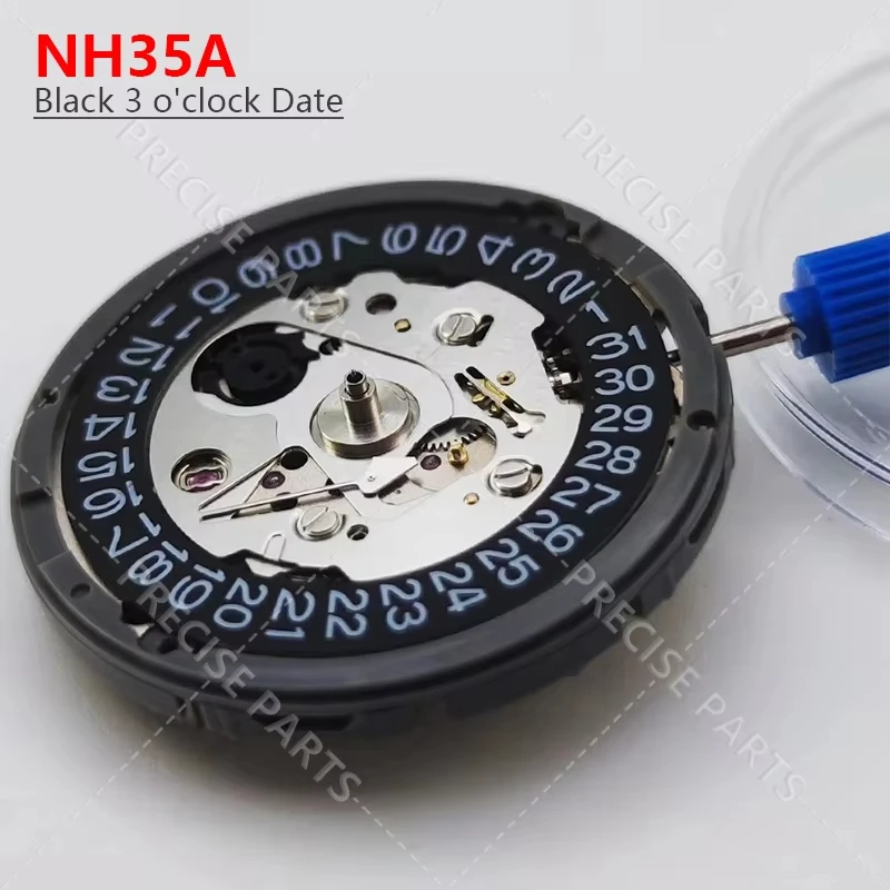 japanese-nh35-mechanical-movement-high-precision-24-gemstones-black-3h-date-automatic-watch-replacement-mechanism-nh35a-4r35