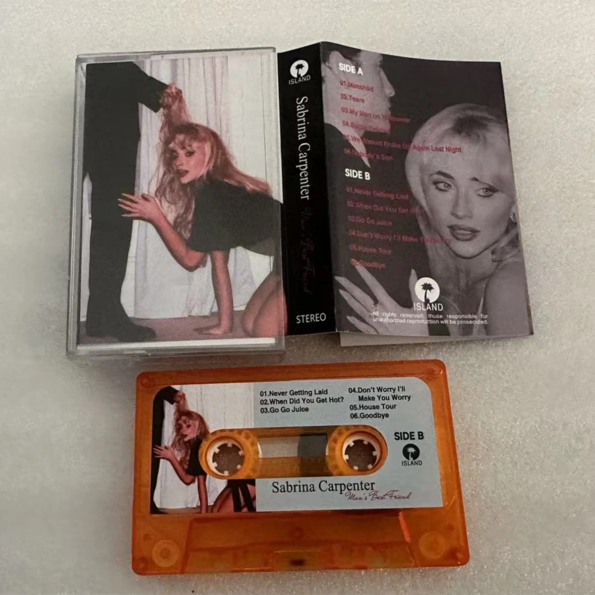 Pop Sabrina carpintero cinta musical hombre mejor amigo álbum Manchild casetes Cosplay Walkman grabadora de coche insonoras caja regalos