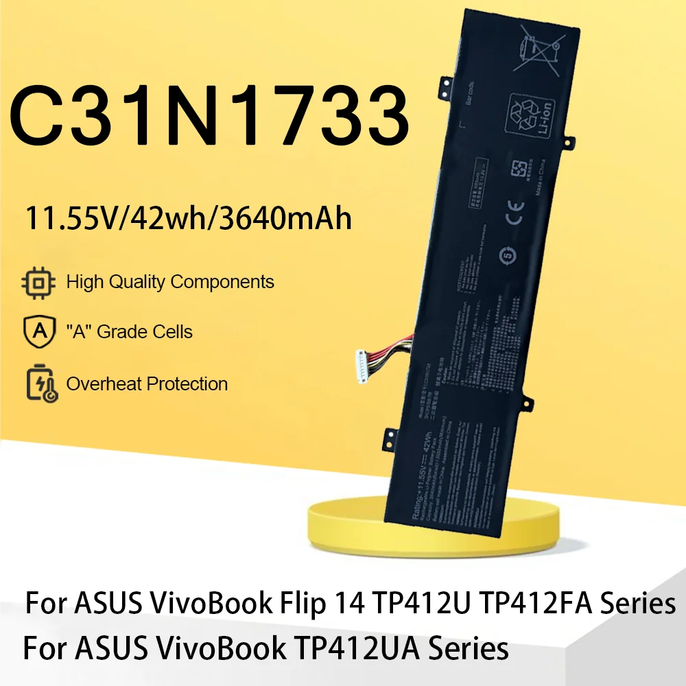 

C31N1733 Аккумулятор для ноутбука 11,55 В для ASUS VivoBook Flip 14 TP412UA TP412FA TP412U SF4100F VivoBook Flip 14 TP412UA-DB31T