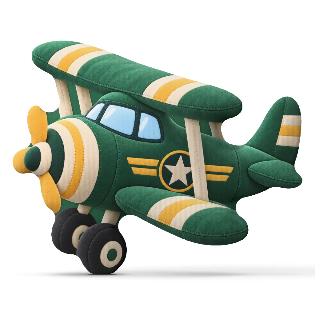 Green Vintage Biplane Shaped Stuffed Pillow Airplane Cushion Aviation Throw Pillow for Sofa Living Room Home Decor Gift
