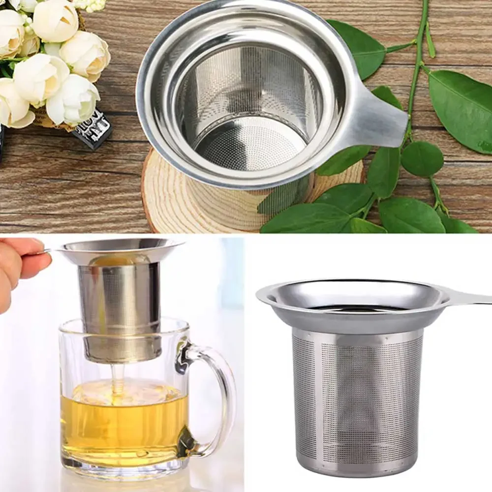 ​​304 Stainless Steel Tea Infuser Reusable, Fine Mesh Strainer with Foldable Handle & Clip - Loose Leaf/Filter for Mug Teapot