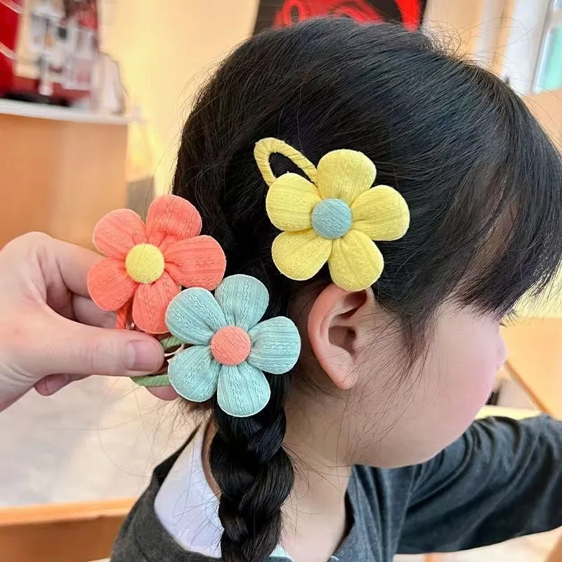 2Pcs/Set Kids Girl Hair Clip Cute Sun Flower Children\'s Fabric Flower Pair Hair Accessories Hairpin Temperament Baby Headdress