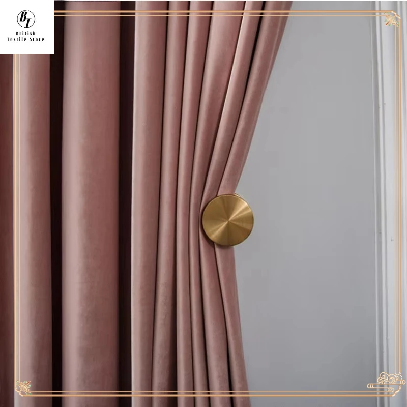 

Pink Nordic Simple Blackout Luxury Curtains For Living Room Bedroom Dining Room Royal Velvet Solid Color Decor Elegant Window