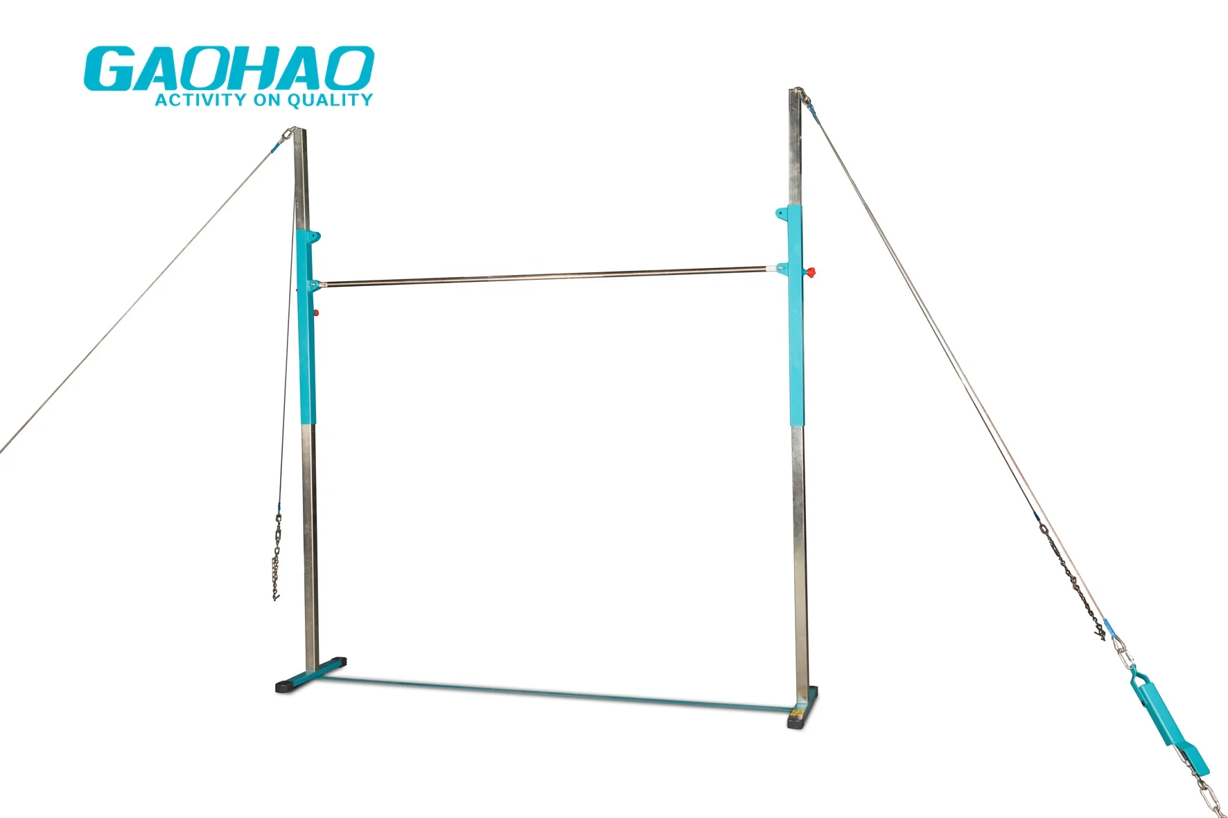 Sports gymnastic single bar adjustable height with cable Quick Release  Horizontal Bar changeable for  men or women rail