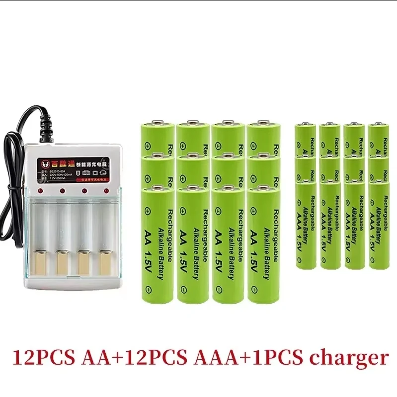 1.5V Rechargeable Battery, AAA3800 + AA 3000mAh+Charger, Alkaline Technology, Suitable for Remote Control, Toys / Computers, Etc