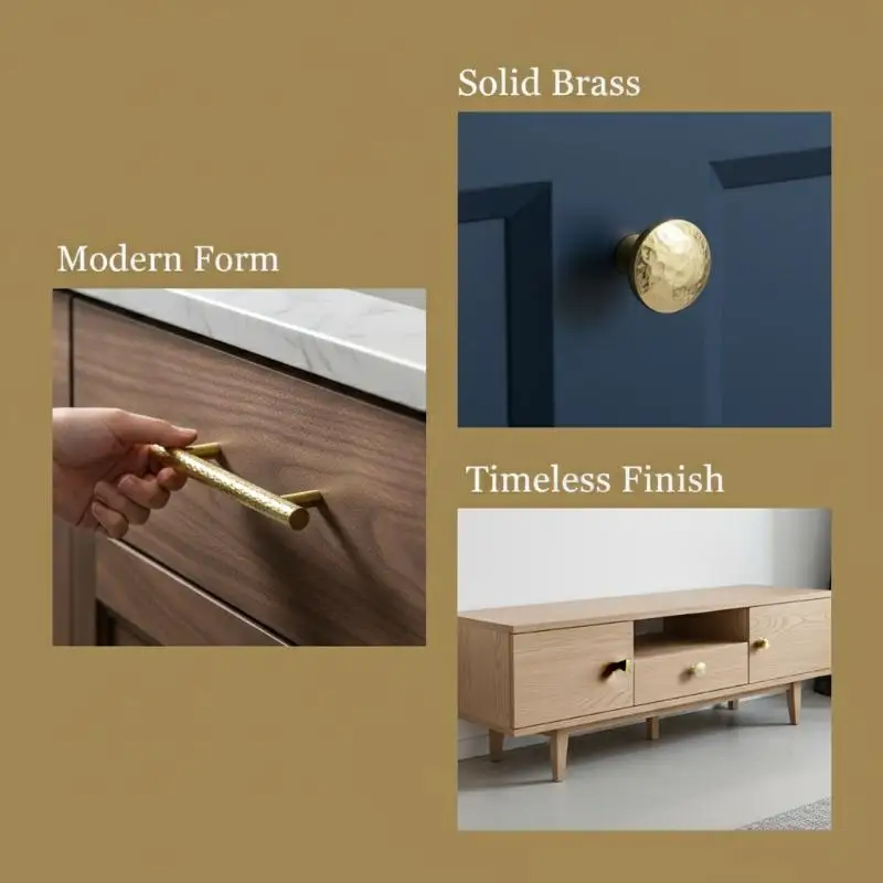 Drawer Hammer Pattern Pull Handle For Cabinet Single-hole Pull Handles For Wardrobe Handle Brass Copper Pulls