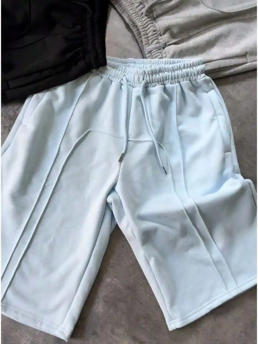 

Mens Elastic Waist Drawstring Shorts Loose Straight Casual Hip Hop Streetwear