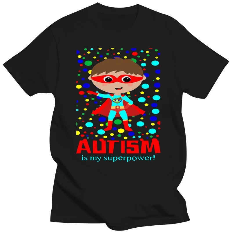 Printed Autism Awareness Day Heroe Autistic Kid T-Shirt For Mens Letter Anti-Wrinkle Comic Tshirts White Clothing