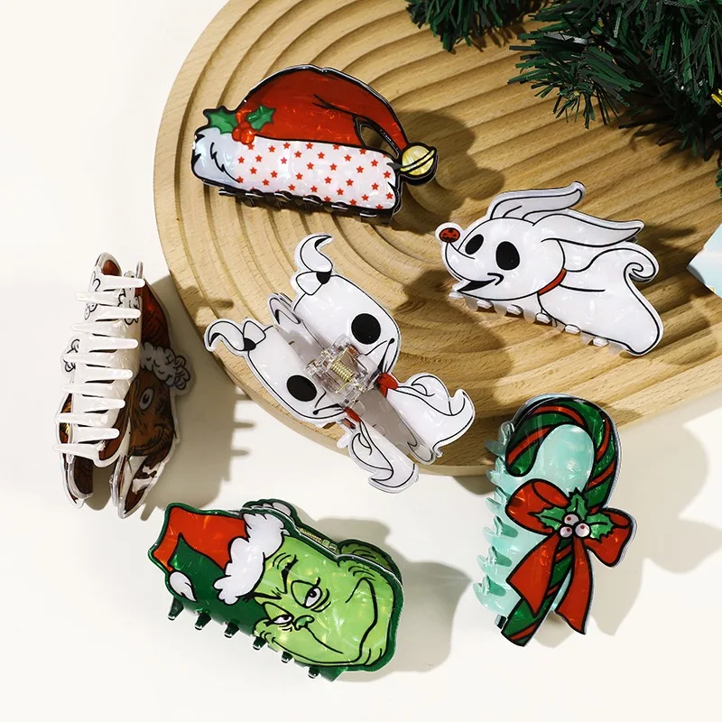 1pc Halloween pumpkin ghost dog hair clip festival party Christmas hat cartoon green monster updo clip view 2