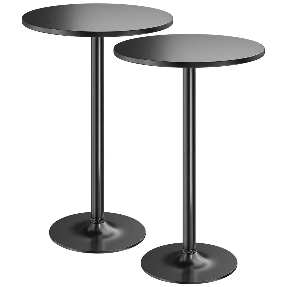 

Bistro Pub Table 2 Pack Round Bar Height Cocktail Table Metal Base MDF Top Obsidian with Black Leg 23.8Inch Top, 39.5Inch Height