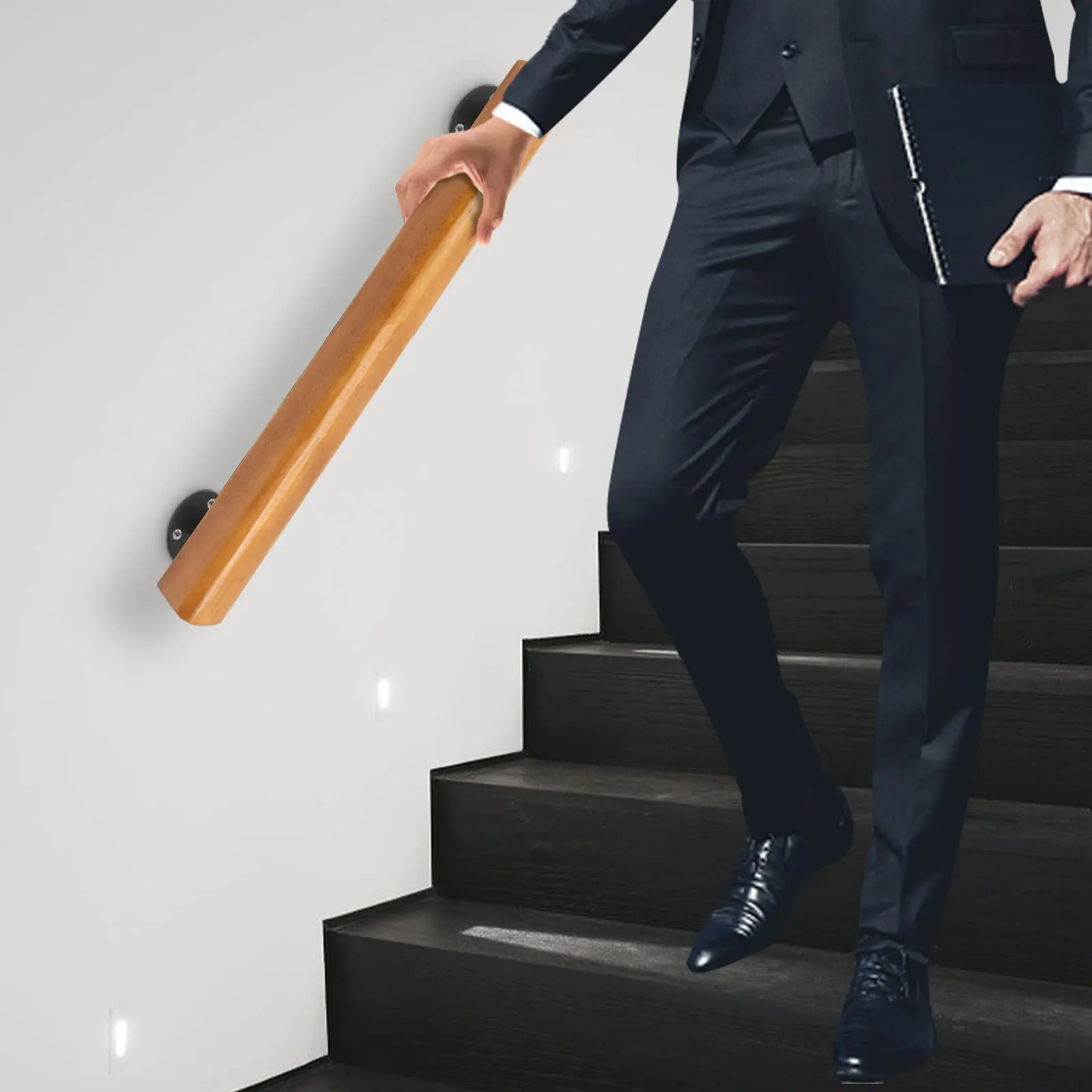 درابزين خشبي للسلالم الداخلية، درابزين سلالم آمنتان غير قابل للانزلاق بطول 2 قدم، درابزين خشبي احترافي يدعم قضيب مجموعة كاملة لـ Lo #6