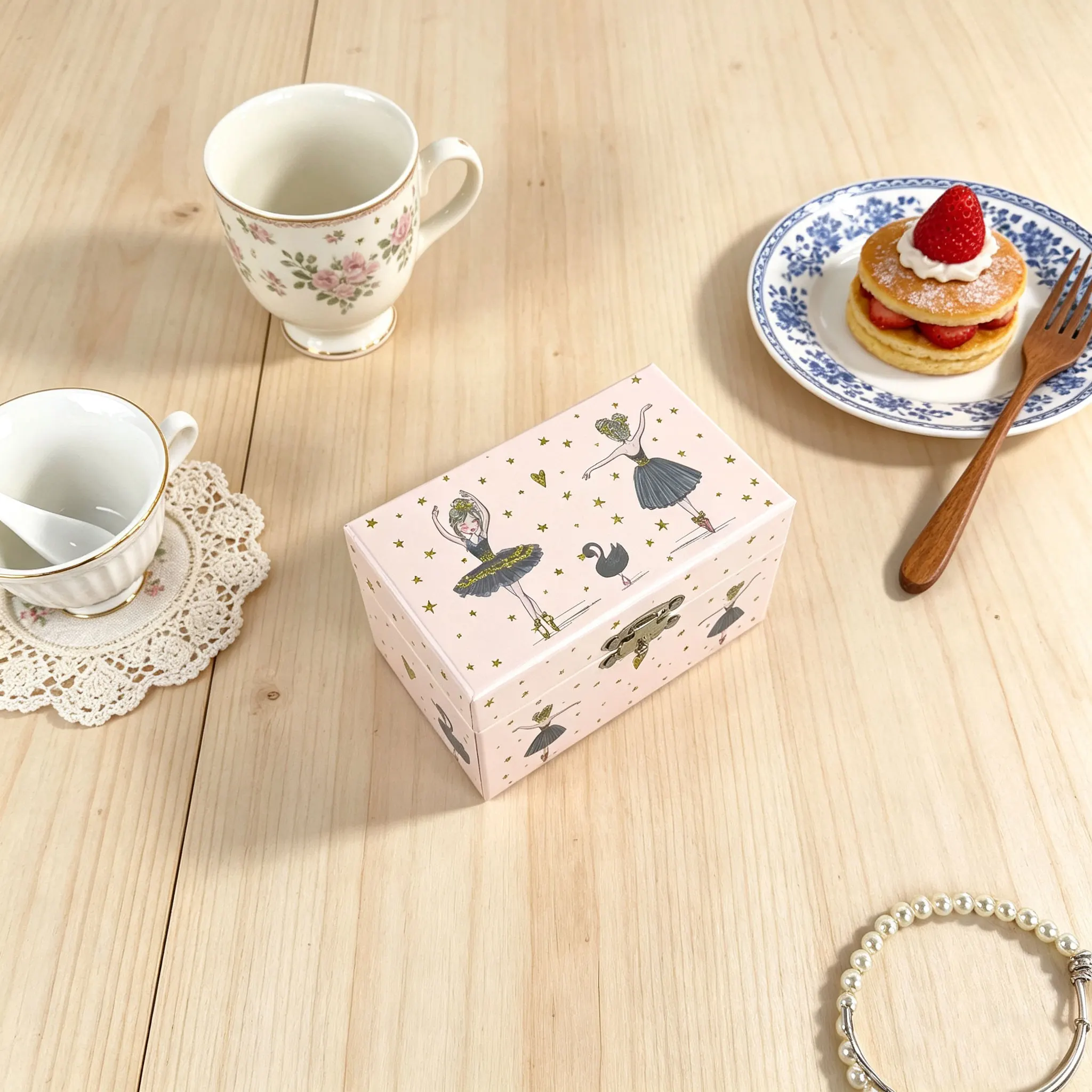 Ballet Pattern Music Box with Rotating Figurines Storage Box for Accessories Necklaces Bracelets Valentine's Day Christmas Gift