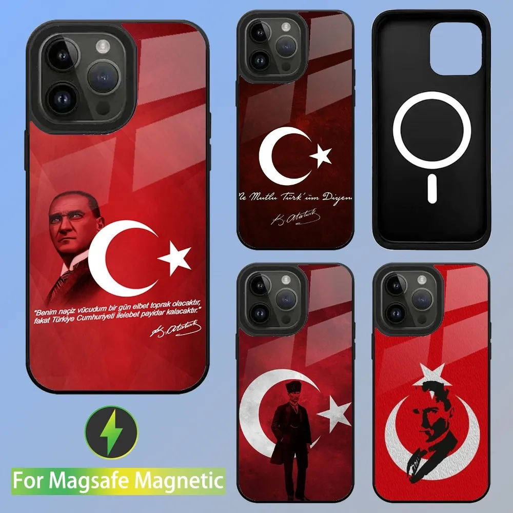 Turkey Mustafa Kemal Ataturk Phone Case For iPhone 15,14,13,12,11,Plus,Pro,Max Mini Magsafe Magnetic Wireless Charging