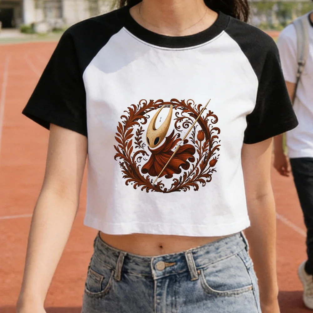 Hollow Knight cropped top female streetwear japanese anime t shirt grunge manga baddie japanese