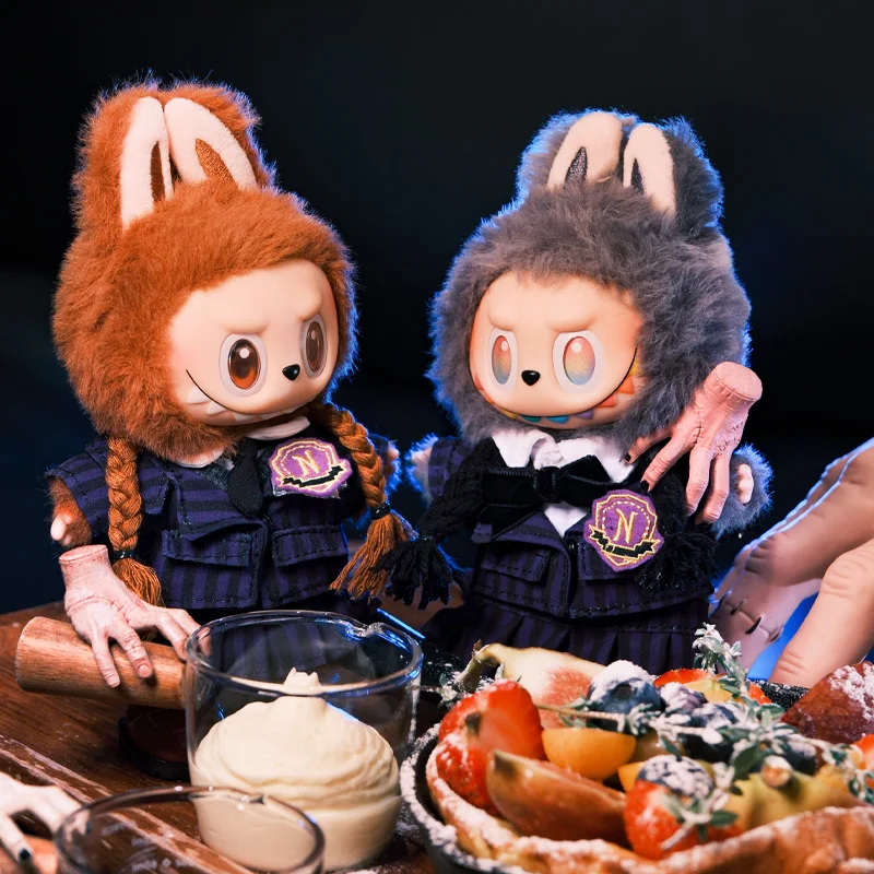 Uniforme scolaire du mercredi pour vêtements Labubu, vêtements de poupée rayés 17cm 38cm, pendentif de poupée en porcelaine Labubu, accessoires de jouets