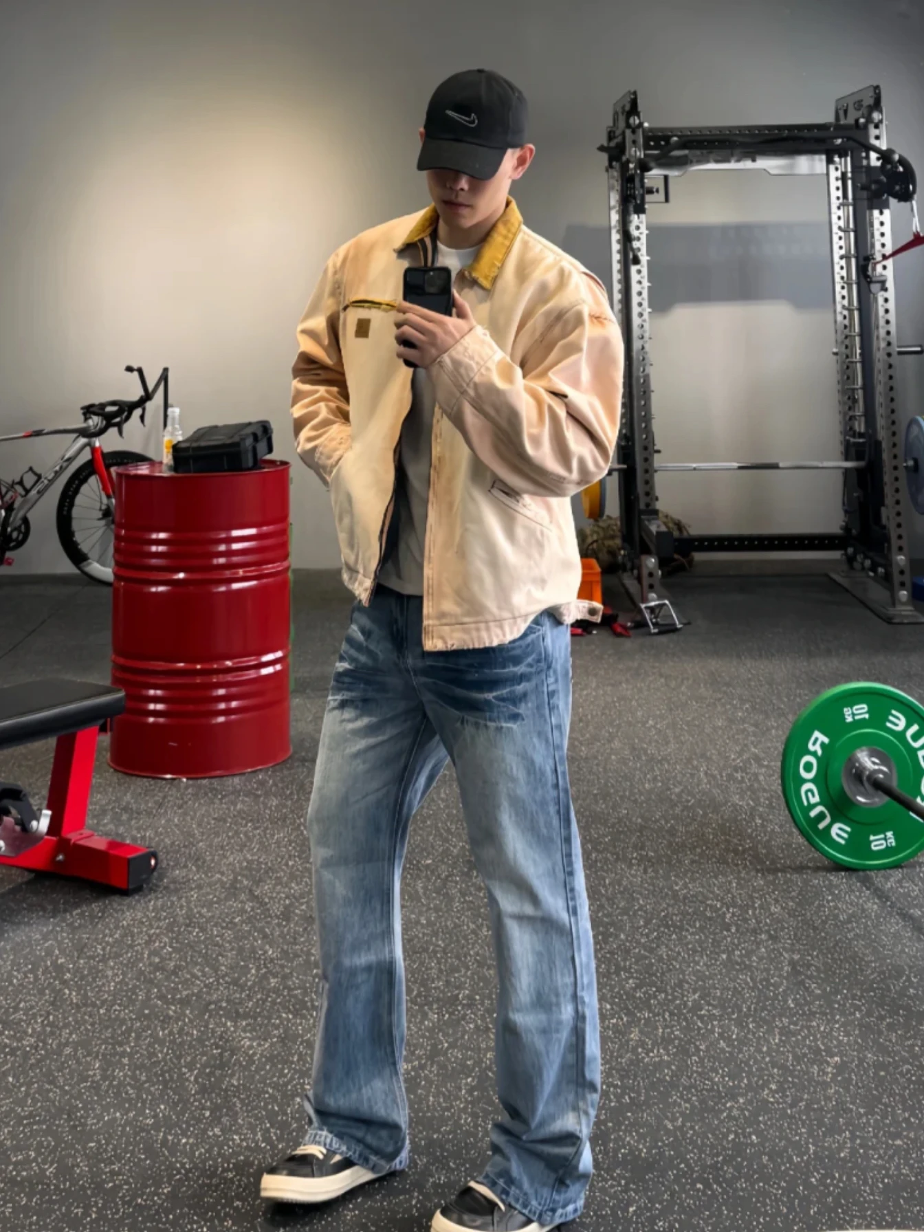 

Waed Light Blue American Sle Cra Design Men's Casual Loose Straight Leg Jeans Trendy Long Pants Youthful Leisure Jeans