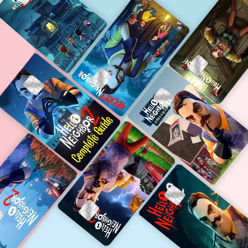 لعبة HELLO N-NEIGHBOR أنيمي الغطاء الأمامي فيلم ملصق الجلد لبطاقة الخصم الائتمان شريحة صغيرة كبيرة #1