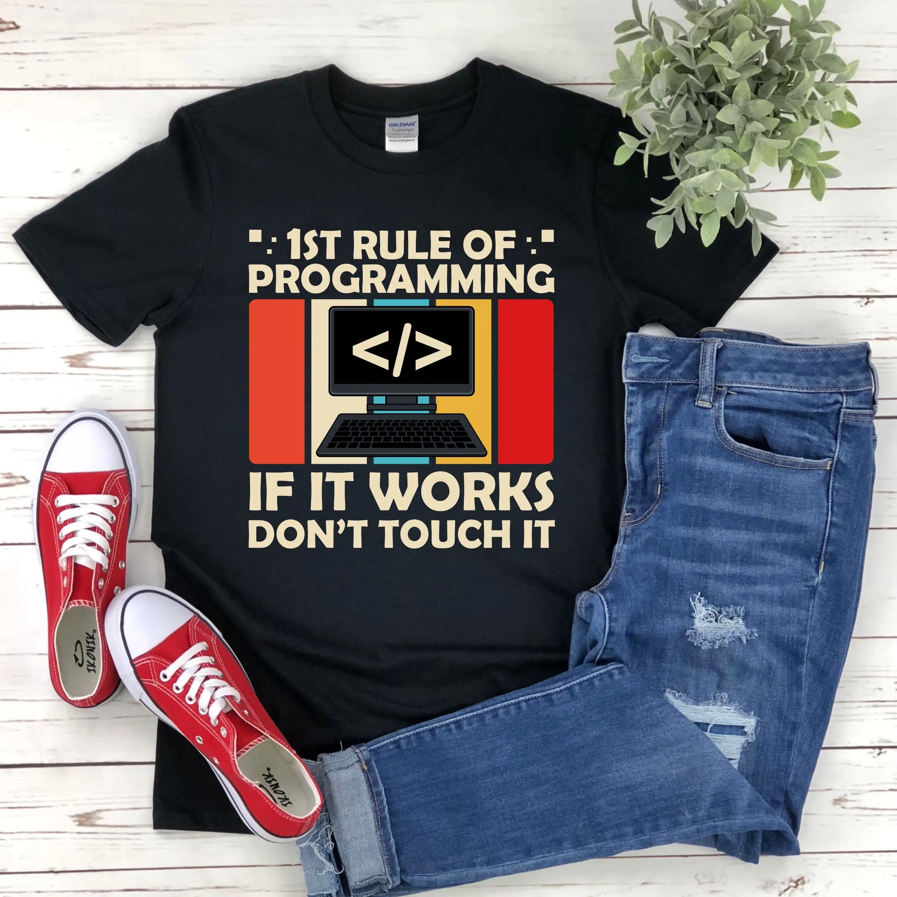 1St Rule Of Programming If It Work Dont Touch T Shirt Program Expert Software Developing Coder Engineer Programmer