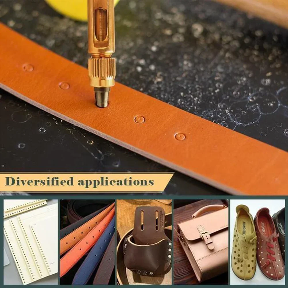 Automatic Leather Belt Punching Machine 6 Interchangeable Heads Adjustable 1 5-4mm Tool Set High Precision Drilling Equipment